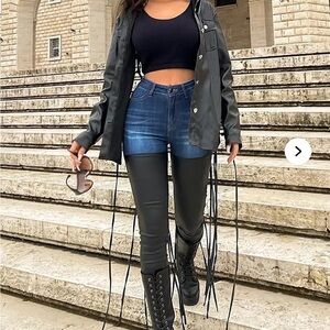 Fashion Nova Faux Leather Skinny Jeans NWT Size 3 Very Stretchy High Rise